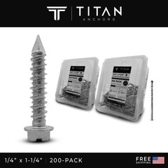 200-Pack 1/4″ x 1-1/4″ 410 Stainless Steel Hex-Head Concrete Screws