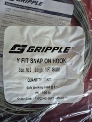 Gripple Y Fit Snap On Hook Size 2 10 FT 460MM 25-100LB YHF2-HG-10FT-460MM-2P NEW