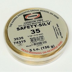 74315 Harris Safety-Silv 35 35% Silver Solder Brazing Alloy 5 Troy Ounce