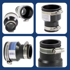 2 In. X 1-1/4 In. PVC Flexible Reducing Coupling with Stainless Steel Clamps