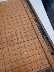 Vintage Ingento No. 4 Paper Cutter Guillotine Trimmer #4 Wood Cast Iron 12″x12″
