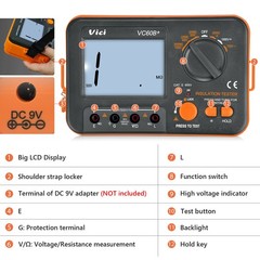 1000V Insulation Resistance Meter MegOhm Tester Portable 2000MΩ Megohmmeter Volt