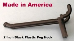 (10 PACK) 2 Inch Black Plastic Peg Hooks for 1/8″ to 1/4″ Pegboard (Made in USA)