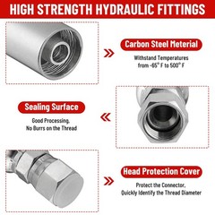 100 Feet 1/2″ HYDRAULIC HOSE WITH 24 FITTINGS TWO WIRE HOSE 40MPa / 5800 PSI NEW