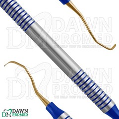 5 Pcs Dental Gracey Curettes 13/14 Gold Coated Double Ended Hollow Handle Set