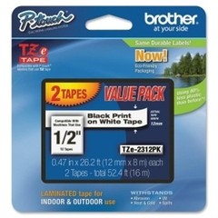 Brother TZ-231 2 Pack Black on White P-Touch Label Tape, TZE2312PK