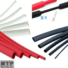 1/2″ (12.7mm) Pk 25/50 6″ 3:1 Heat Shrink Tubing Adhesive Lined Dual Wall Black