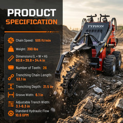 STOMP Trencher Attachment for Mini Skid Steer Loader Hydraulic Chain Trencher