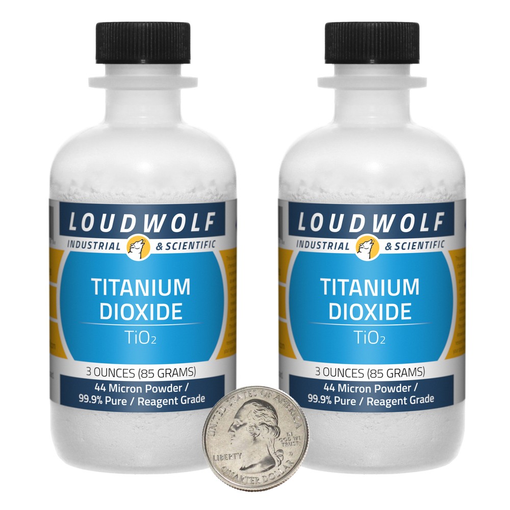 Titanium Dioxide / 6 Oz / 2 Bottles / 99.9% Reagent Grade / 44 Micron Powder