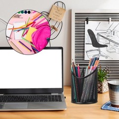 2 Pack Pen Holder Mesh Round Pencil Holder Desktop Organizer 3 Compartments, …