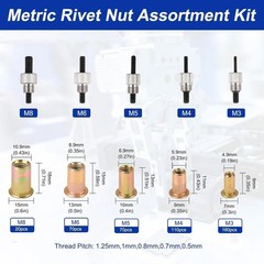 430Pcs Rivet Nut Tool Kit, Metric Rivnuts Assortment Kit (M8/M6/M5/M4/M3), Rivnu