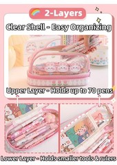 Bunny Pencil Pouch w/Handle Rabbit Kitten Bear Puppy Pen Case Cosmetic Bag Cl…