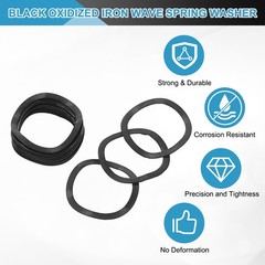 100Pcs 0.71″x0.55″x0.01″ Iron Wave Spring Washer Black