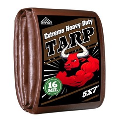 Tarp 5x7ft Heavy Duty Waterproof 16 Mil Tarps,UV-Resistant,Tear-Proof,Black&B…