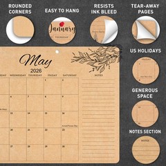 mudrit Desk Calendar 2026, 12 Months Large runs from Large, Brown