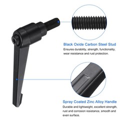 4pcs M10 x 20mm Black Oxide Carbon Steel Stud Adjustable Clamping Lever Handles
