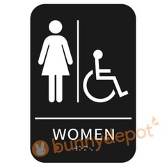 Men + Women Restroom Sign ADA Braille Self Adhesive with 3M Tape 9″ x 6″