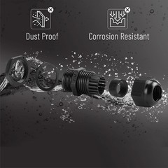25/50 Pcs Nylon Cable Gland Waterproof Cable Connectors Black Cord Grip Plastic