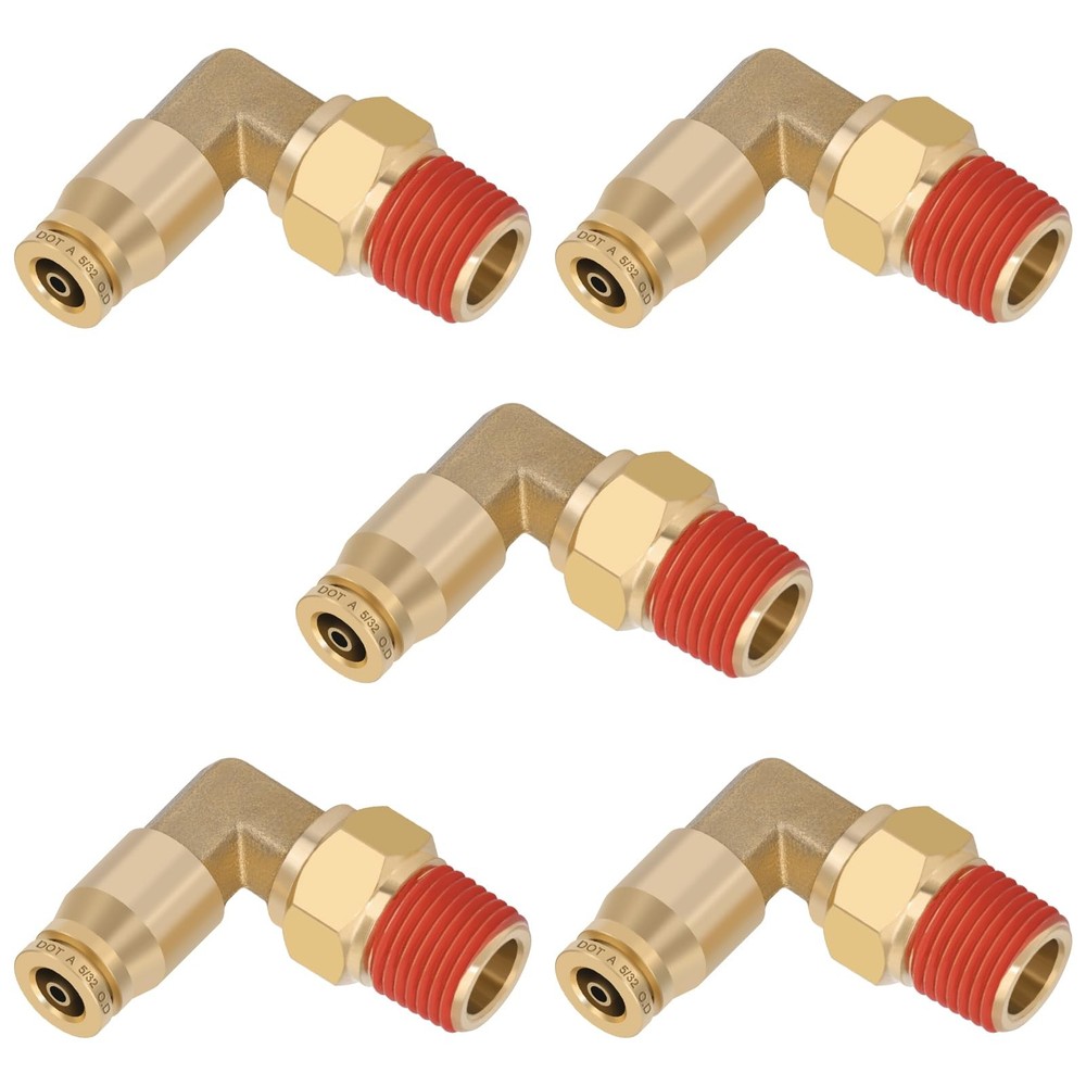 5/32″ Quick Push to Connect Fittings Brass 90 5/32″OD Ã— 1/8″NPT Thread, Gold