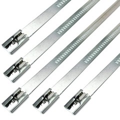 10 pack Secure 14″ long Stainless Steel Positive Locking Zip Ties Heat Silver