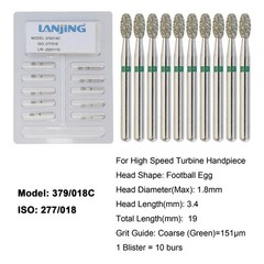 Dental Diamond Burs Football Bur FG Fine Coarse High Speed Friction Grip 368 379