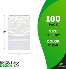 100 Clear Drawstring Bags 12″ x 18″ Travel Shoe Bags 2 mil Waterproof