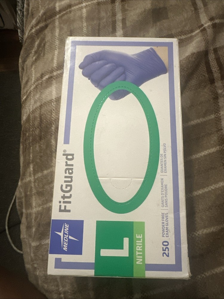 Medline FG2503 FitGuard Nitrile Powder-Free Exam Gloves Size Large Case of 250