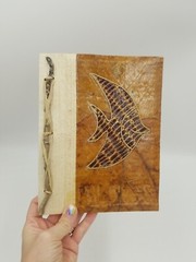 Natural Paper Leaves Cover w/Recycled Paper Notebook/Scrapbook w/Fish Indonesia