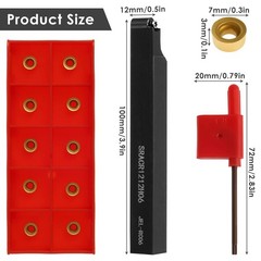 11 PCS 1/2 Inch 12mm Metal Lathe Tool Holder Boring Bar SRACR1212H06 Wrench