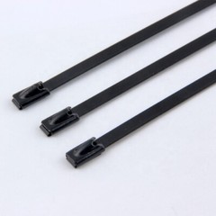 Black coated T316 Stainless Steel Metal Cable Ties Zip Wrap Exhaust Heat Straps