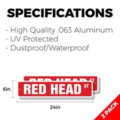RED HEAD Street Sign (2 Pack) Metal Road Sign hair redhead dye beautician