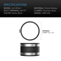 Noise Reduction Clamp, 4-Inch Rubber Duct Coupler with Stainless Steel Clamps