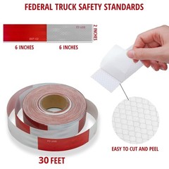 DOT-C2 Reflective Tape 2 inch x 30 FT Waterproof Red/White Adhesive Conspicui…