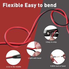 12/2 Gauge 25 FT Red Black Hookup Electrical Wire Cable Strips Extension Cord…