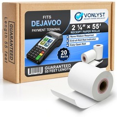 Vonlyst Thermal Receipt Paper Rolls for Dejavoo Z8 Z9 Z11 P1 20 rolls, White