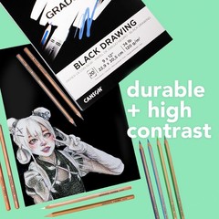 Canson Graduate Black Drawing Pad, Foldover, 11×14 inch, 20 Sheets | Artist Pape