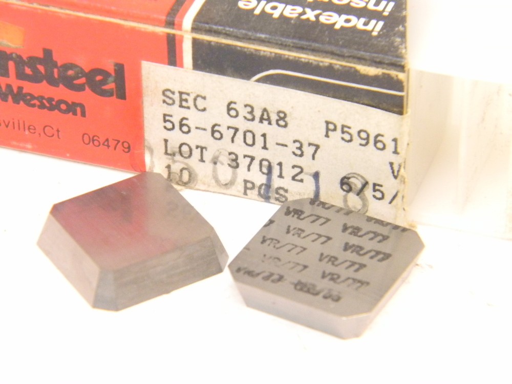 NEW SURPLUS 10PCS. VR WESSON SEC 63A8 GRADE: VR77 CARBIDE INSERTS