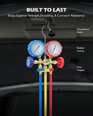 Professional Manifold Gauge Set with 3FT Hoses for AC Charging and Diagnosis