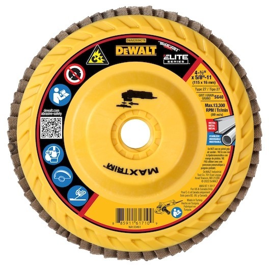 Dewalt DWA8280HCTR 4-1/2 X 5/8-11 40G T27 Ceramic Flap Disc 10/LOT TRIMMABLE