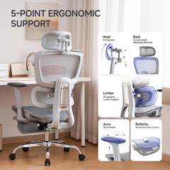 Office Chair with Footrest, Ergonomic Chair with 3D Headrest, Computer Chair wit