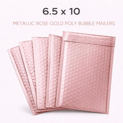 6.5×10 Metallic Rose Gold Poly Bubble Mailers Padded Self Seal Shipping