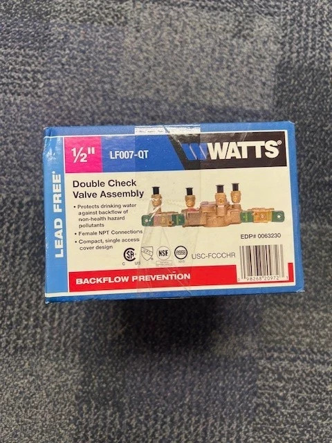 Watts LF007-QT – 1/2″ Double Check Valve Assembly – Lead Free