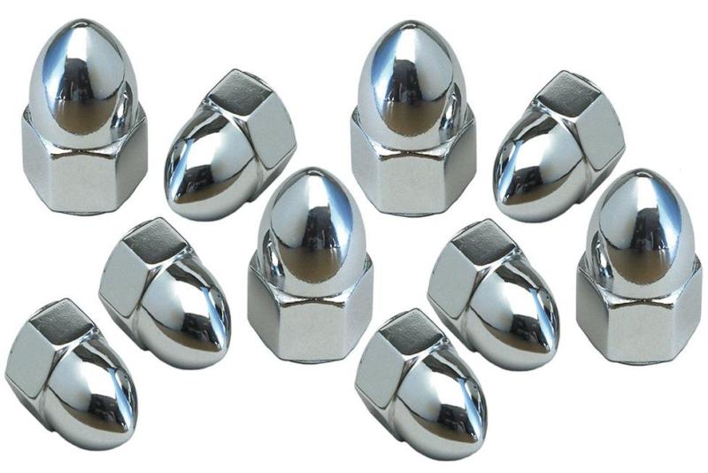 Chrome Acorn Cap Nuts 10 Pack Choose Your Size