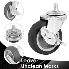 Heavy Duty 3″ Stem Casters Set of 4 with Brake M8-1.25-15 Swivel Wheels