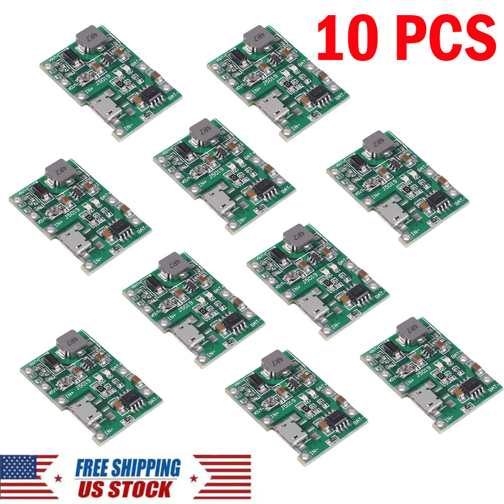 10 Pack Micro USB 3.7V to 9V 2A DC-DC Step Up Boost Module for 18650 Battery