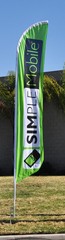 TWO “Simple Mobile” Feather Banner Flag Sets – POLE SETS INCLUDED w/ spikes