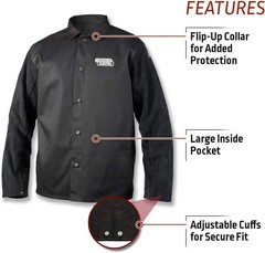 unisex adult Traditional Split Leather Sleeved Welding Jacket, Black, X-Large