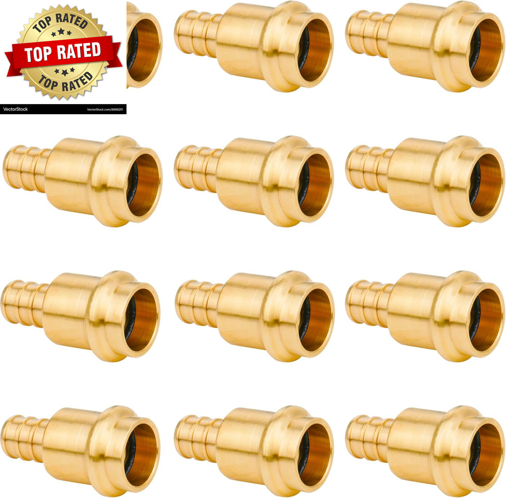 12 Pack 1/2″ Press Pro Press X 1/2″ PEX Adapter Crimp Fittings Brass Coupling