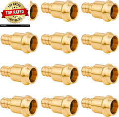 12 Pack 1/2″ Press Pro Press X 1/2″ PEX Adapter Crimp Fittings Brass Coupling