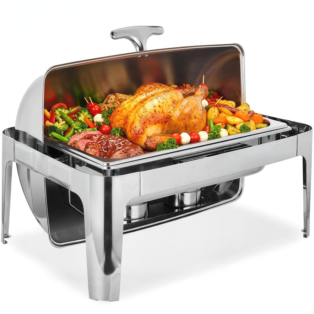 3 Size Roll Top Chafing Dish Buffet Set Stainless Steel w/ Thick Frame for Party